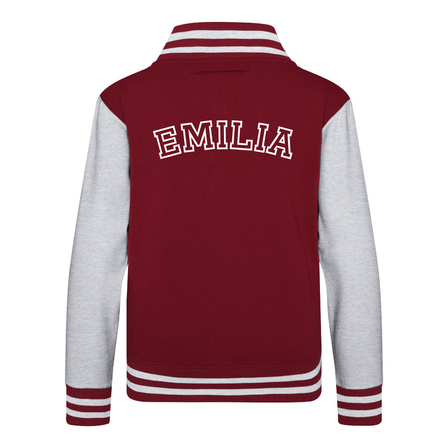 Kids Baseball Style Varsity Jacket and Matching Joggers - Personalised with Front Initial Step and Name on Back Letterman Style