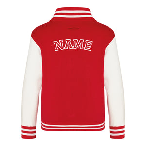 Kids Baseball Style Varsity Jacket and Matching Joggers - Personalised with Front Initial Step and Name on Back Letterman Style