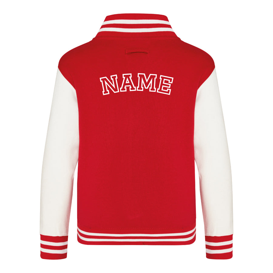 Kids Baseball Style Varsity Jacket and Matching Joggers - Personalised with Front Initial Step and Name on Back Letterman Style