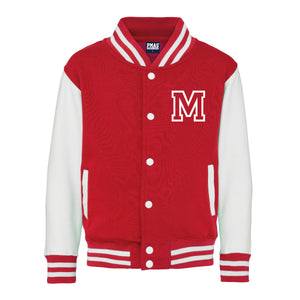 Kids Baseball Style Varsity Jacket Personalised with Front Initial S Print Me A Shirt