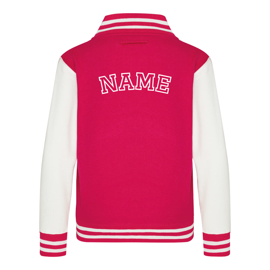 Kids Baseball Style Varsity Jacket - Personalised with Front Initial Step and Name on Back Letterman Style