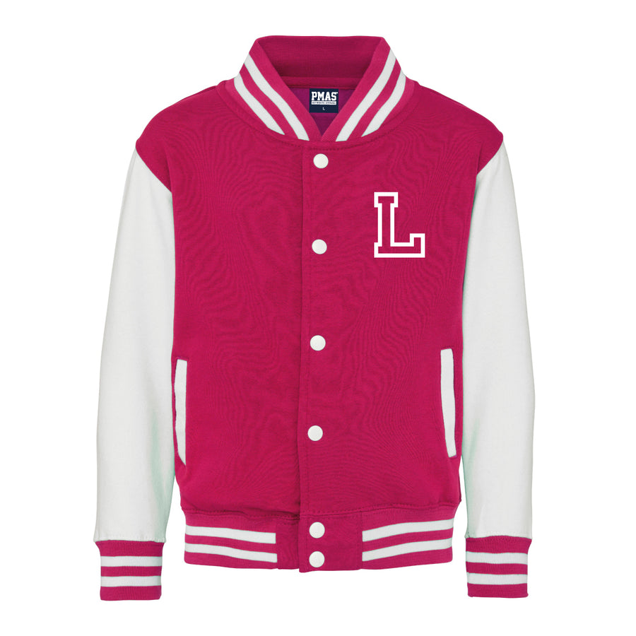 Kids Baseball Style Varsity Jacket and Matching Joggers - Personalised with Front Initial Step and Name on Back Letterman Style