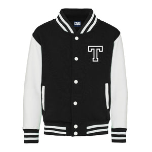 Kids Baseball Style Varsity Jacket - Personalised with Front Initial Step and Name on Back Letterman Style