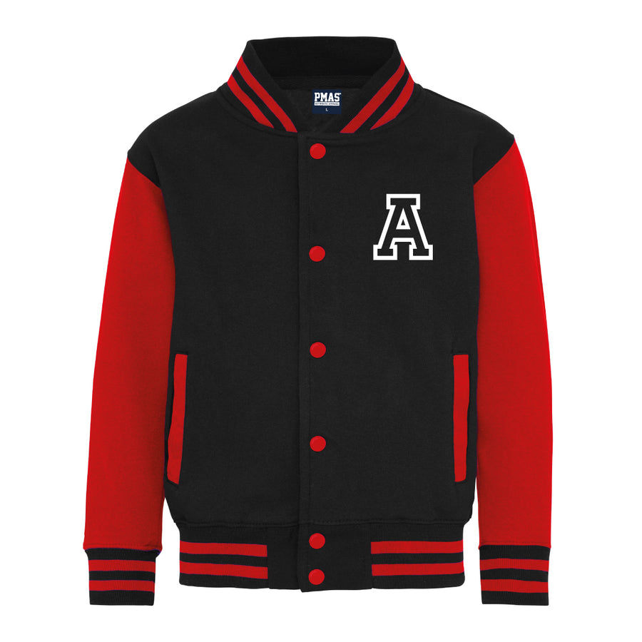 Kids Baseball Style Varsity Jacket - Personalised with Front Initial Step and Name on Back Letterman Style