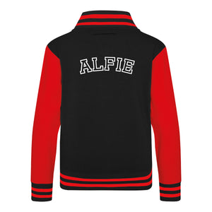 Kids Baseball Style Varsity Jacket - Personalised with Front Initial Step and Name on Back Letterman Style