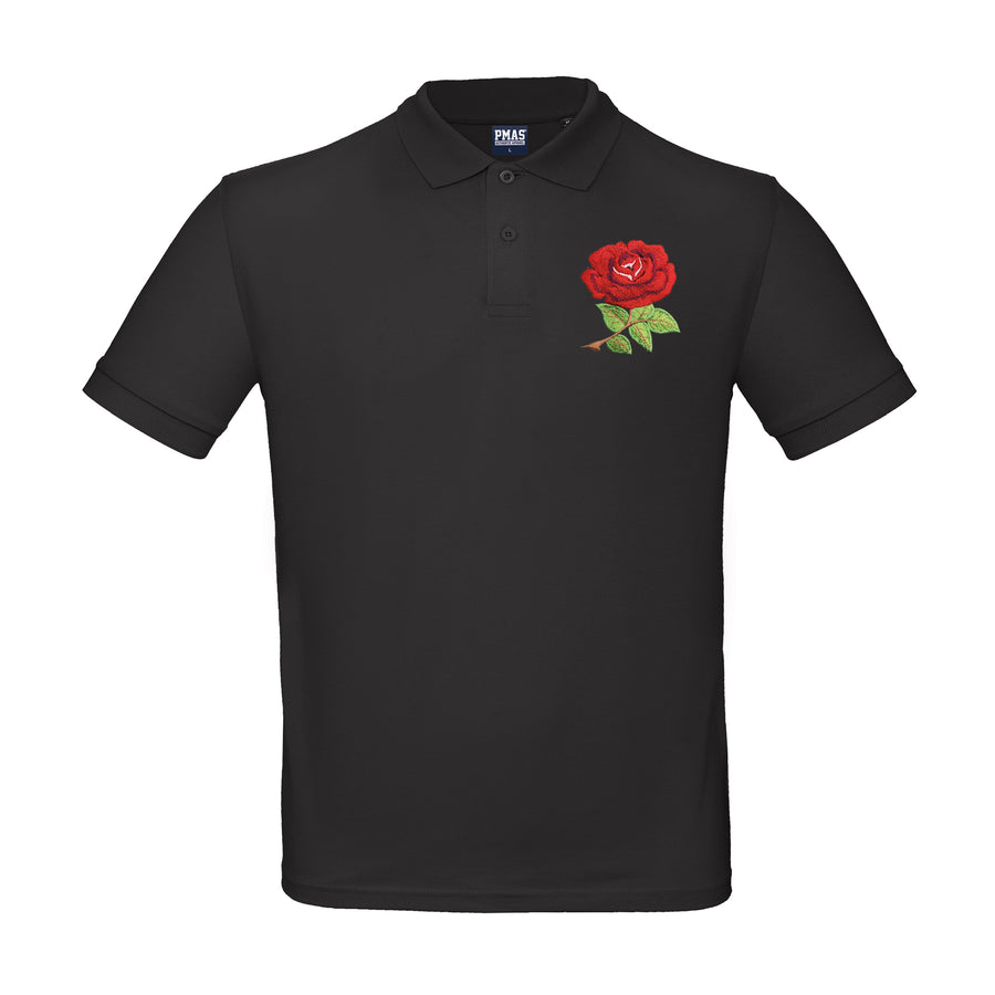 Kids Personalised England Embroidered Crest Rugby Polo Shirt - Black