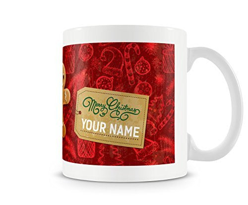 Christmas Gingerbread Man Printed Ceramic Mug - White