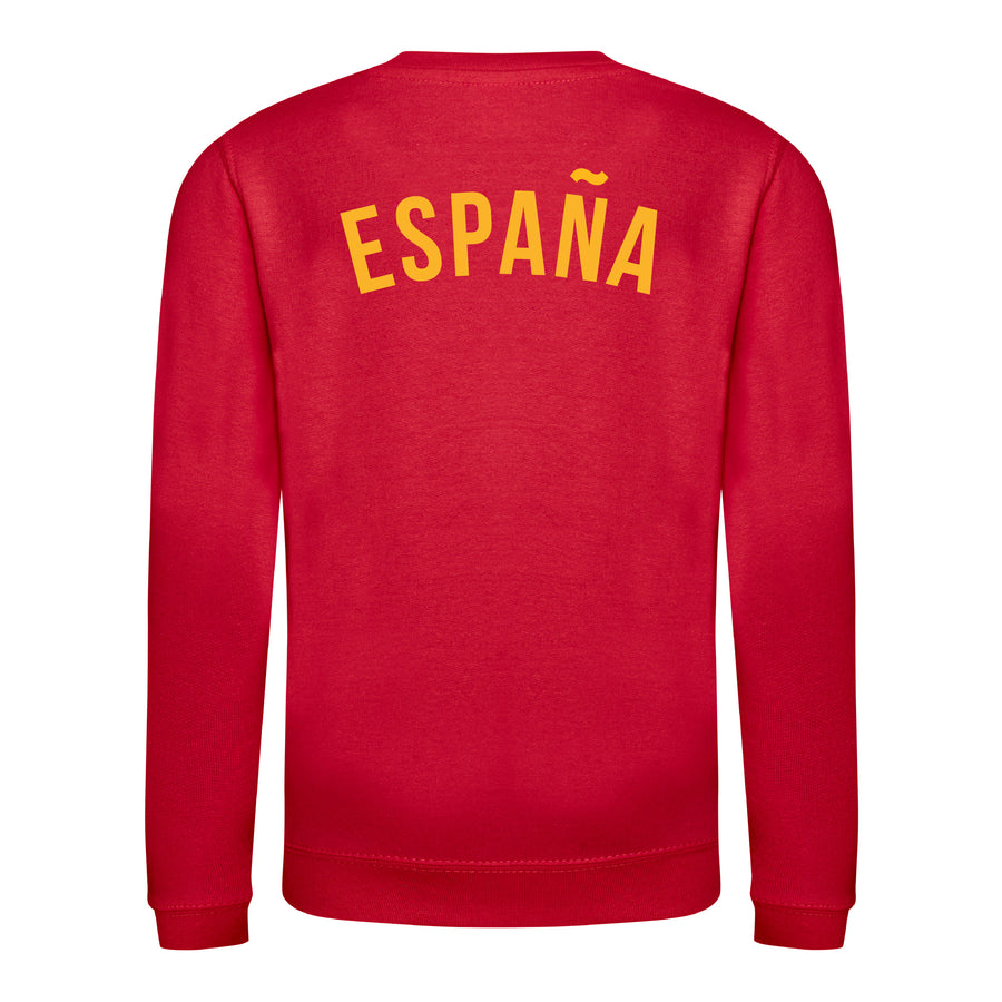 Kids Retro Spain Espana Embroidered Football Fan Sweatshirt Long Sleeve - Red