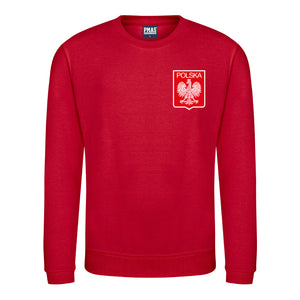Kids Retro Poland Polska Embroidered Football Fan Sweatshirt Long Sleeve - Red