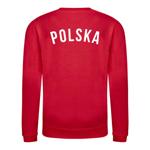 Kids Retro Poland Polska Embroidered Football Fan Sweatshirt Long Sleeve - Red