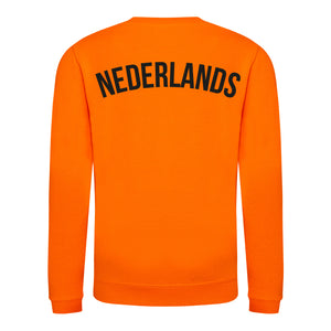 Kids Retro Holland Nederlands Embroidered Football Fan Sweatshirt Long Sleeve - Orange