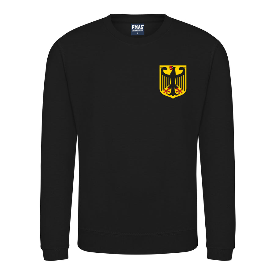 Kids Retro Germany Deutschland Embroidered Football Fan Sweatshirt Long Sleeve - Black