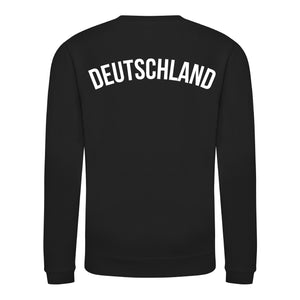 Kids Retro Germany Deutschland Embroidered Football Fan Sweatshirt Long Sleeve - Black