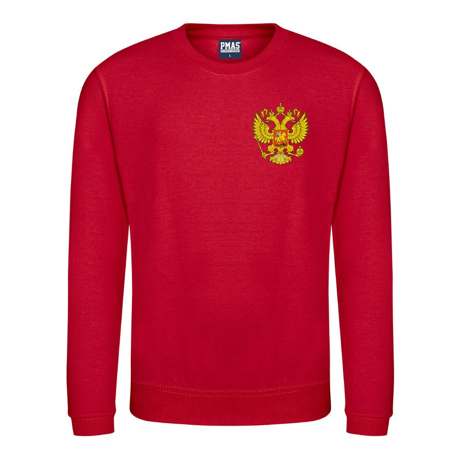 Kids Retro Russia Embroidered Football Fan Sweatshirt Long Sleeve - Red