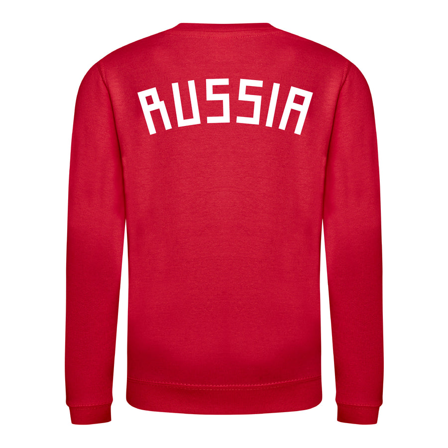 Kids Retro Russia Embroidered Football Fan Sweatshirt Long Sleeve - Red