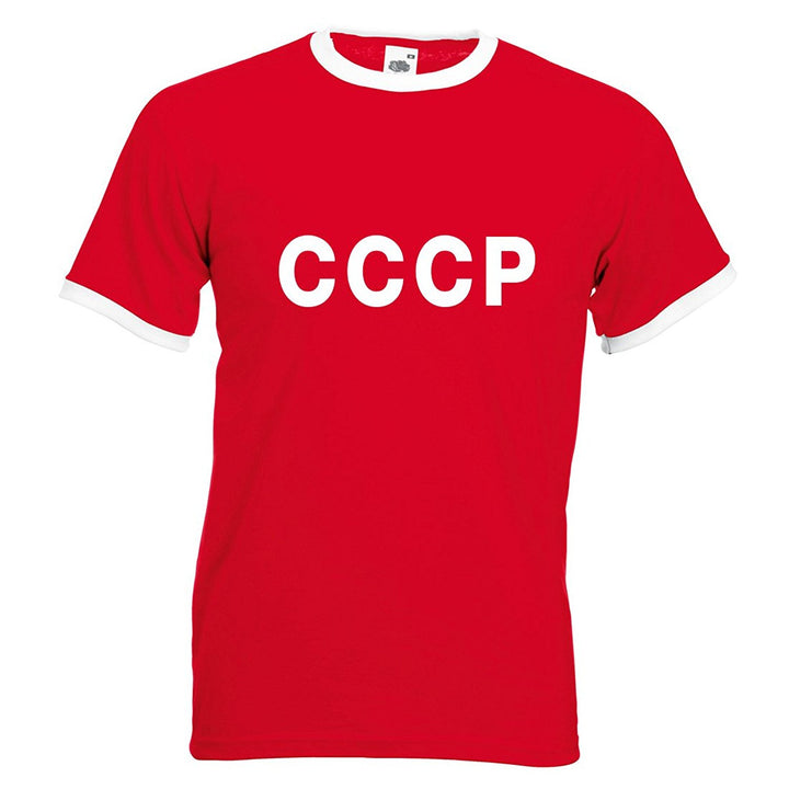Adults CCCP Russia Soviet Union Embroidered Retro Football T-Shirt Front