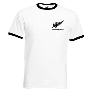 Adults New Zealand Embroidered Retro Football T-Shirt Front