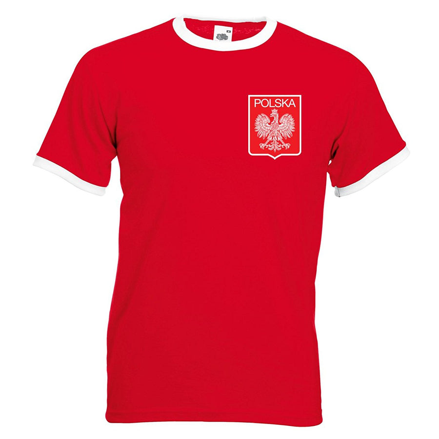 Adults Poland Polska Embroidered Retro Football T-Shirt with Free Personalisation.