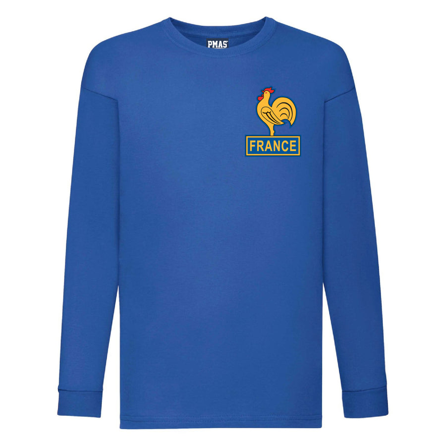 Kids France Home Cotton Football Long Sleeved T-shirt With Free Personalisation - Royal