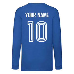 Kids France Home Cotton Football Long Sleeved T-shirt With Free Personalisation - Royal