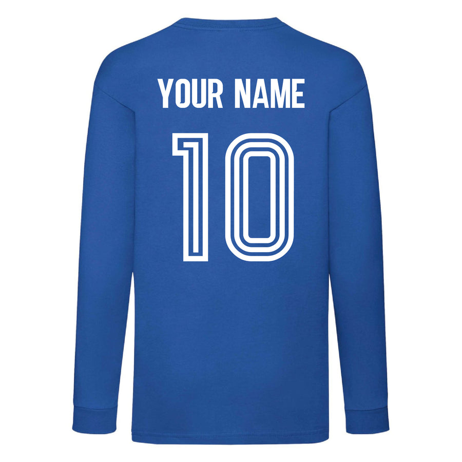 Kids France Home Cotton Football Long Sleeved T-shirt With Free Personalisation - Royal