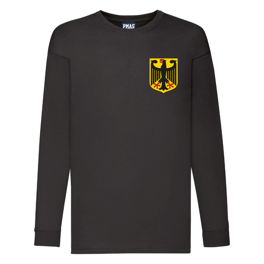 Kids Germany Deutsche Away Cotton Long Sleeved Football T-shirt With Free Personalisation - Black