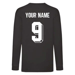 Kids Germany Deutsche Away Cotton Long Sleeved Football T-shirt With Free Personalisation - Black