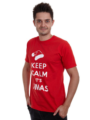 Adult Unisex Keep Calm It's Xmas Santa Hat T-Shirt