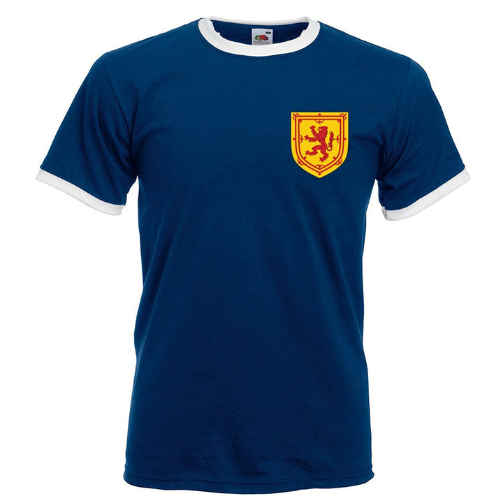 Scotland Scottish Vintage Retro Style Football T-Shirt Men's - Blue Front