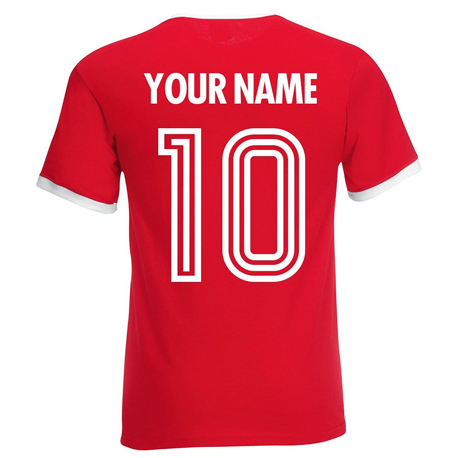 Adults Wales Welsh Cymru Embroidered Retro Football T-Shirt Back