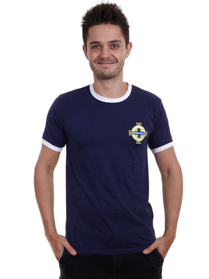 George Best Northern Ireland Unofficial Vintage Retro Football Sport Shirt in Men's Sizes - Navy Blue Life Style Front