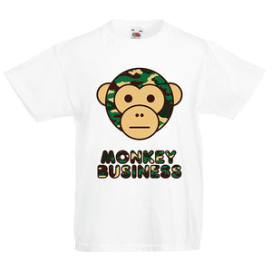 Kids Ape Camo Monkey Business T-Shirt - White