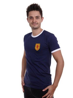 Scotland Scottish Vintage Retro Style Football T-Shirt Men's - Blue Life Style Side