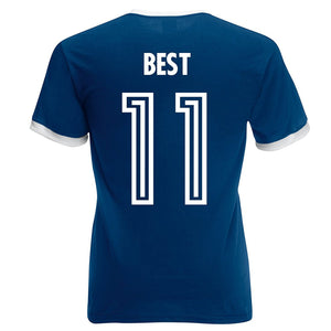 George Best Northern Ireland Unofficial Vintage Retro Football Sport Shirt in Men's Sizes - Navy Blue Back