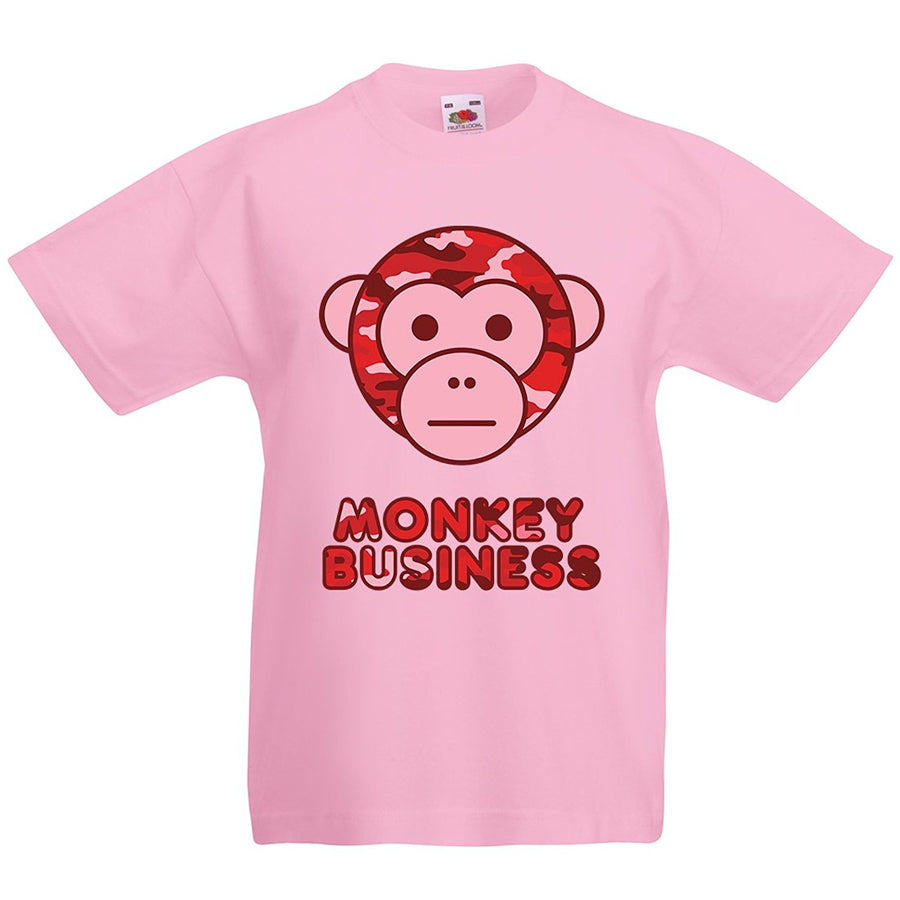 Kids Ape Camo Monkey Business T-Shirt - Pink