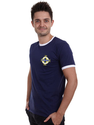 George Best Northern Ireland Unofficial Vintage Retro Football Sport Shirt in Men's Sizes - Navy Blue Life Style Side