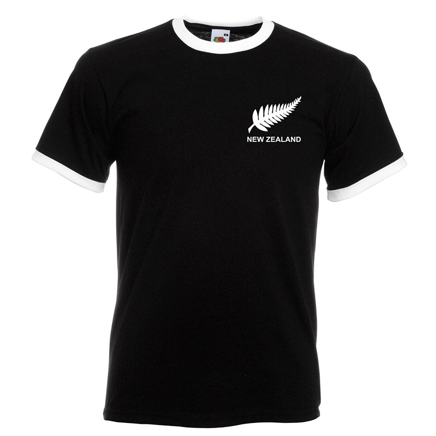 Adults New Zealand Embroidered Retro Football T-Shirt Front