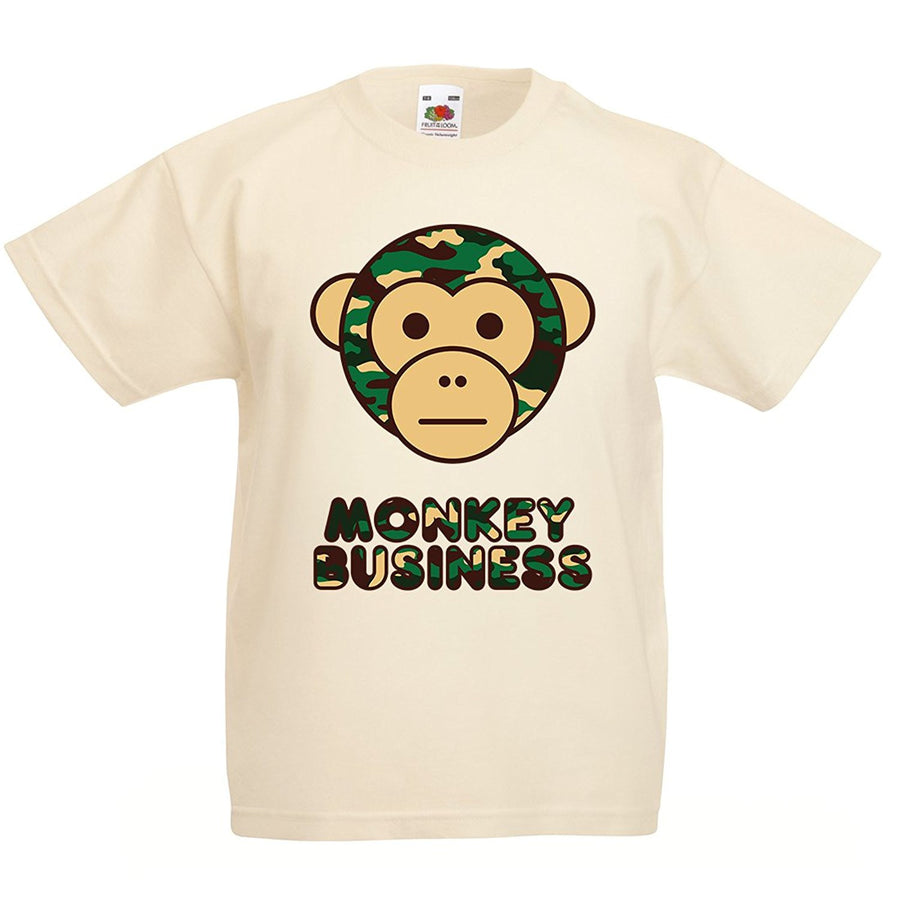 Kids Ape Camo Monkey Business T-Shirt - Natural
