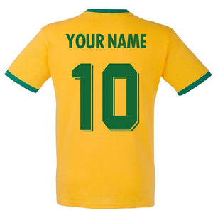 Adults Brazil Brasil Home Embroidered Retro Football T-Shirt Back