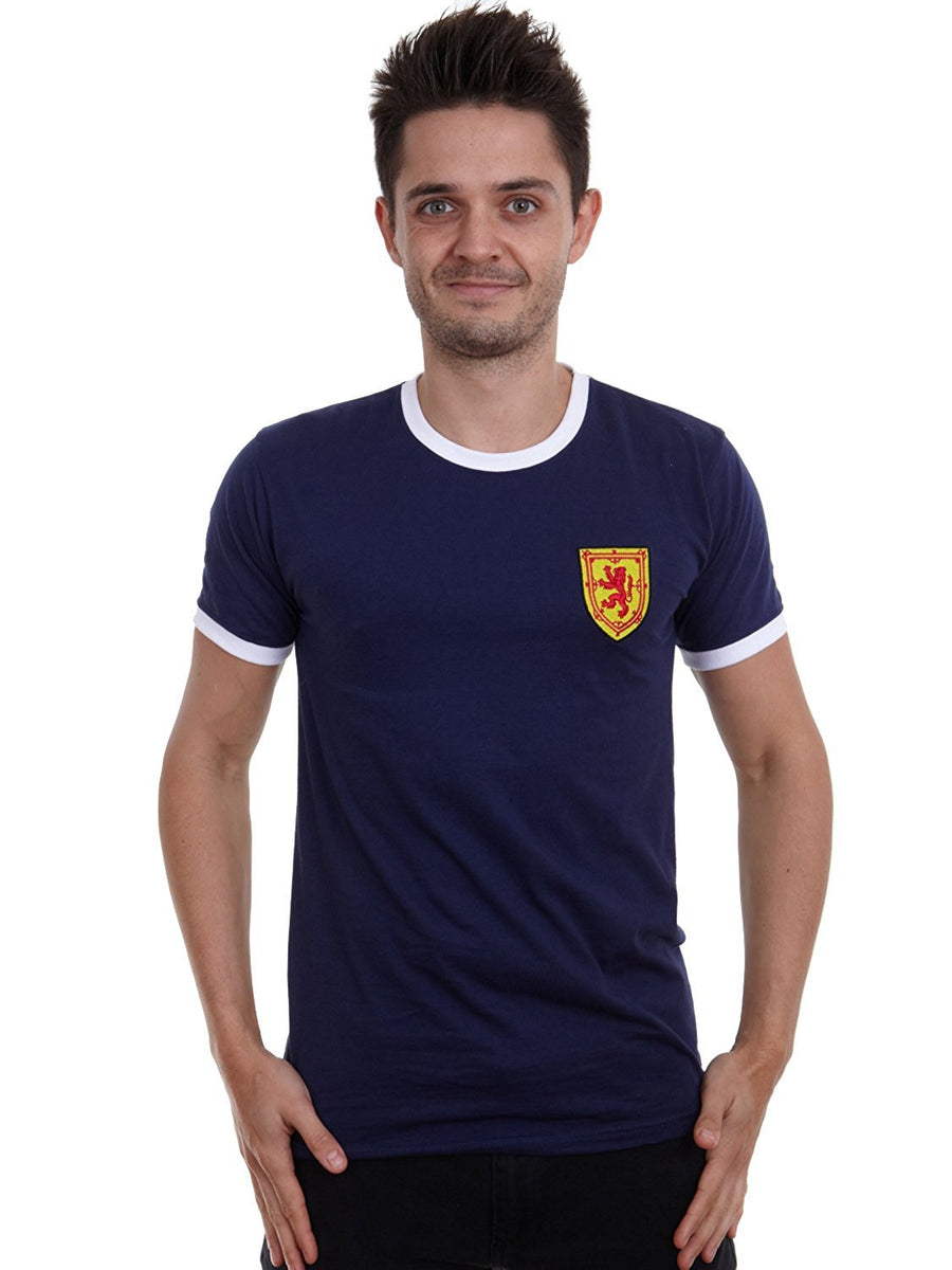Scotland Scottish Vintage Retro Style Football T-Shirt Men's - Blue Life Style Front