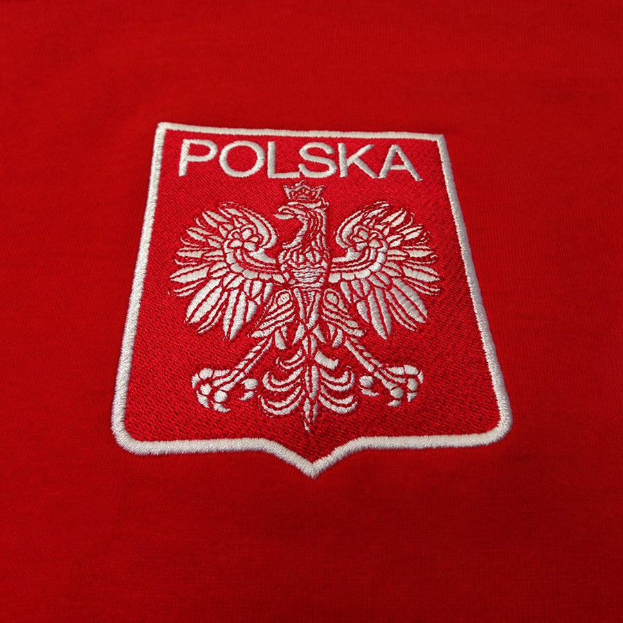 Adults Poland Polska Embroidered Retro Football T-Shirt with Free Personalisation.