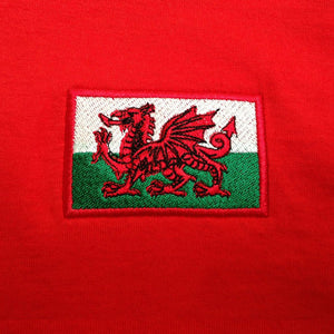 Adults Wales Welsh Cymru Bale  Embroidered Retro Football T-Shirt Badge