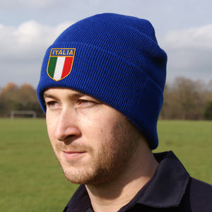 Italy Italia Vintage Retro Embroidered Rugby Football Sport Beanie Hat - Adult & Kids in Royal Blue Life Style