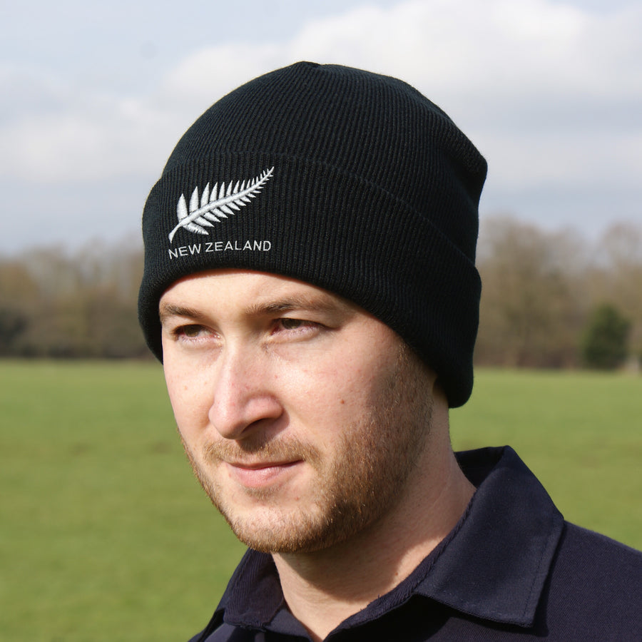 New Zealand Vintage Retro Embroidered Rugby Football Sport Beanie Hat - Adult & Kids in Black Life Style