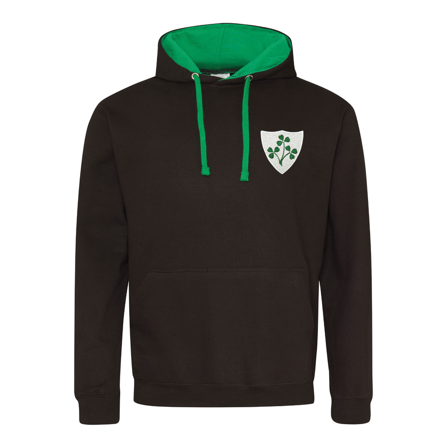 Unisex Ireland EIRE Rugby Retro Style Two Tone Hooded Sweatshirt