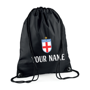 Customisable England Football Drawstring Gym Bag with Free Personalisation