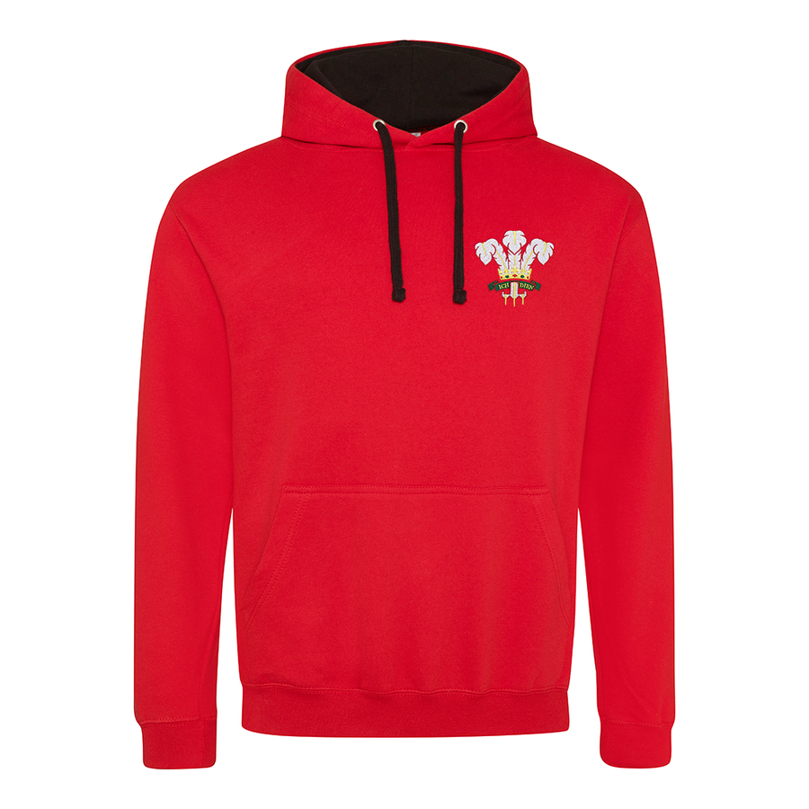 Unisex Wales CYMRU Rugby Retro Style Two Tone Hooded Sweatshirt