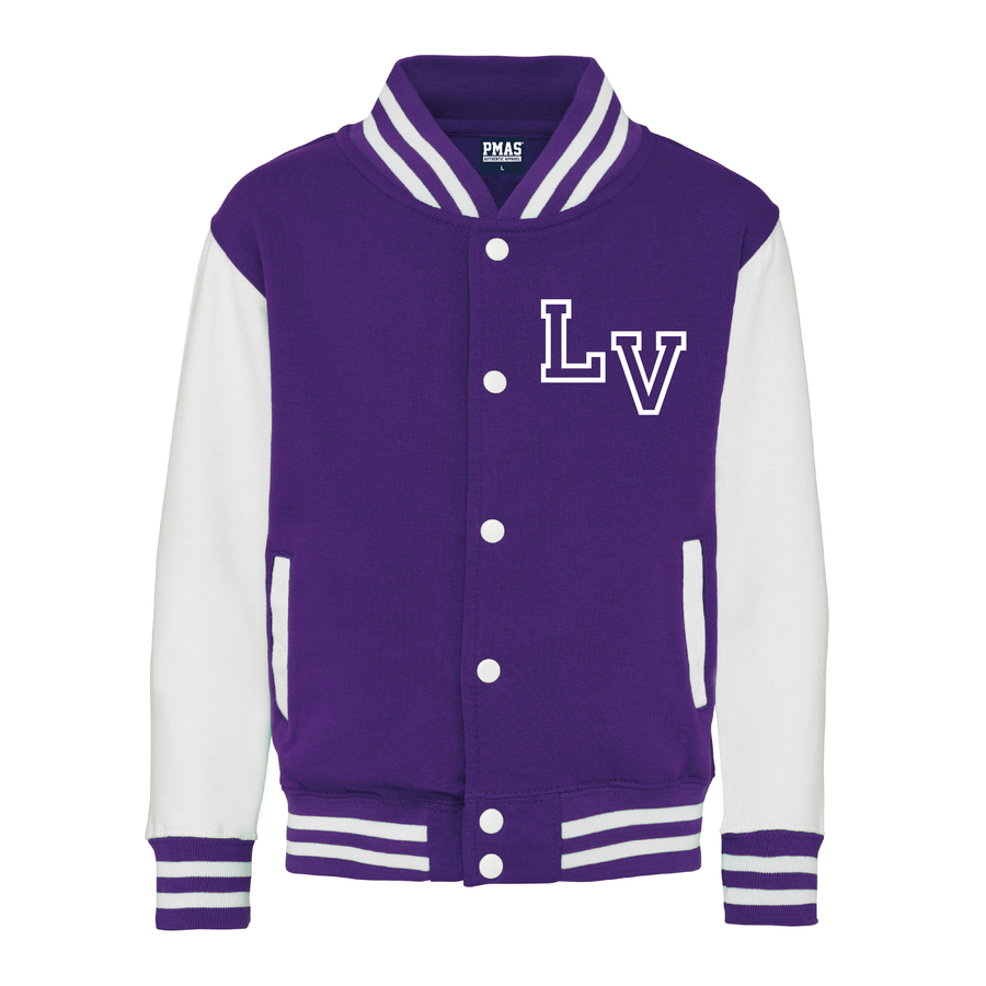 Kids Baseball Style Varsity Jacket - Personalised with Front Initial Step and Name on Back Letterman Style