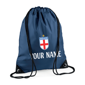 Customisable England Football Drawstring Gym Bag with Free Personalisation