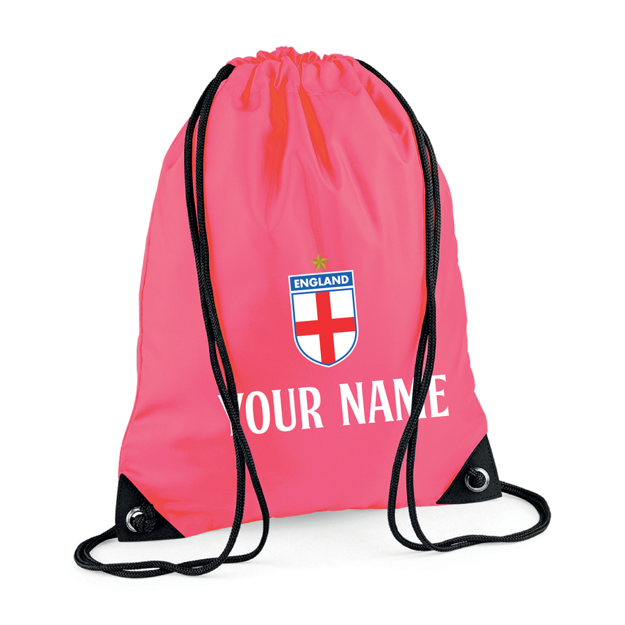 Customisable England Football Drawstring Gym Bag with Free Personalisation